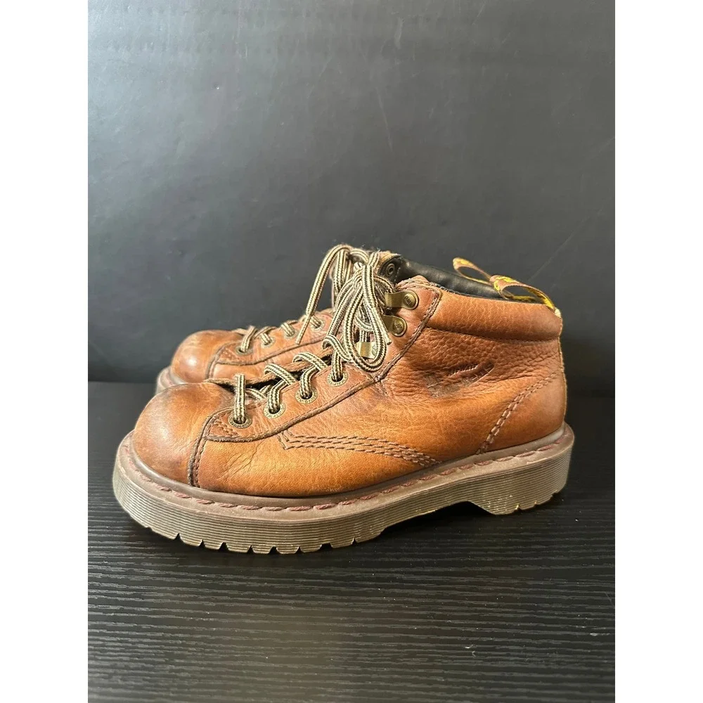 Dr. Martens 8287 Tan Leather Chunky Ankle Boots Mens 6 Womens 7 Vintage Lug Sole